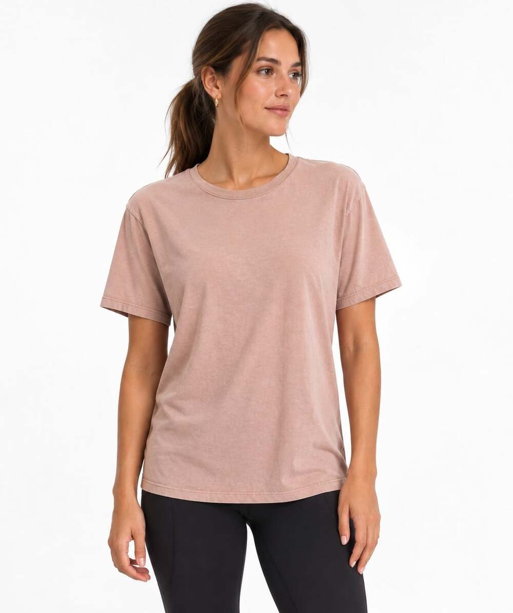 Athleta Women's Light Pink 100% Cotton Crewneck Short Sleeve T-Shirt (Size S)
